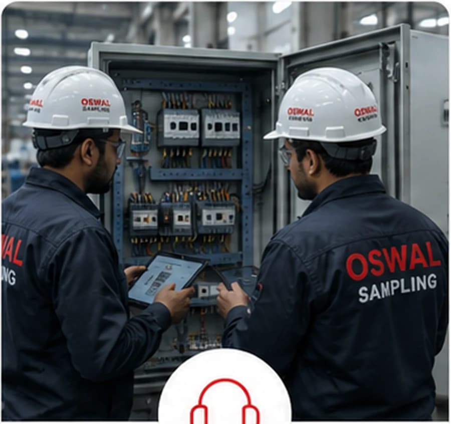 Oswal engineers providing technical support at an industrial control panel
